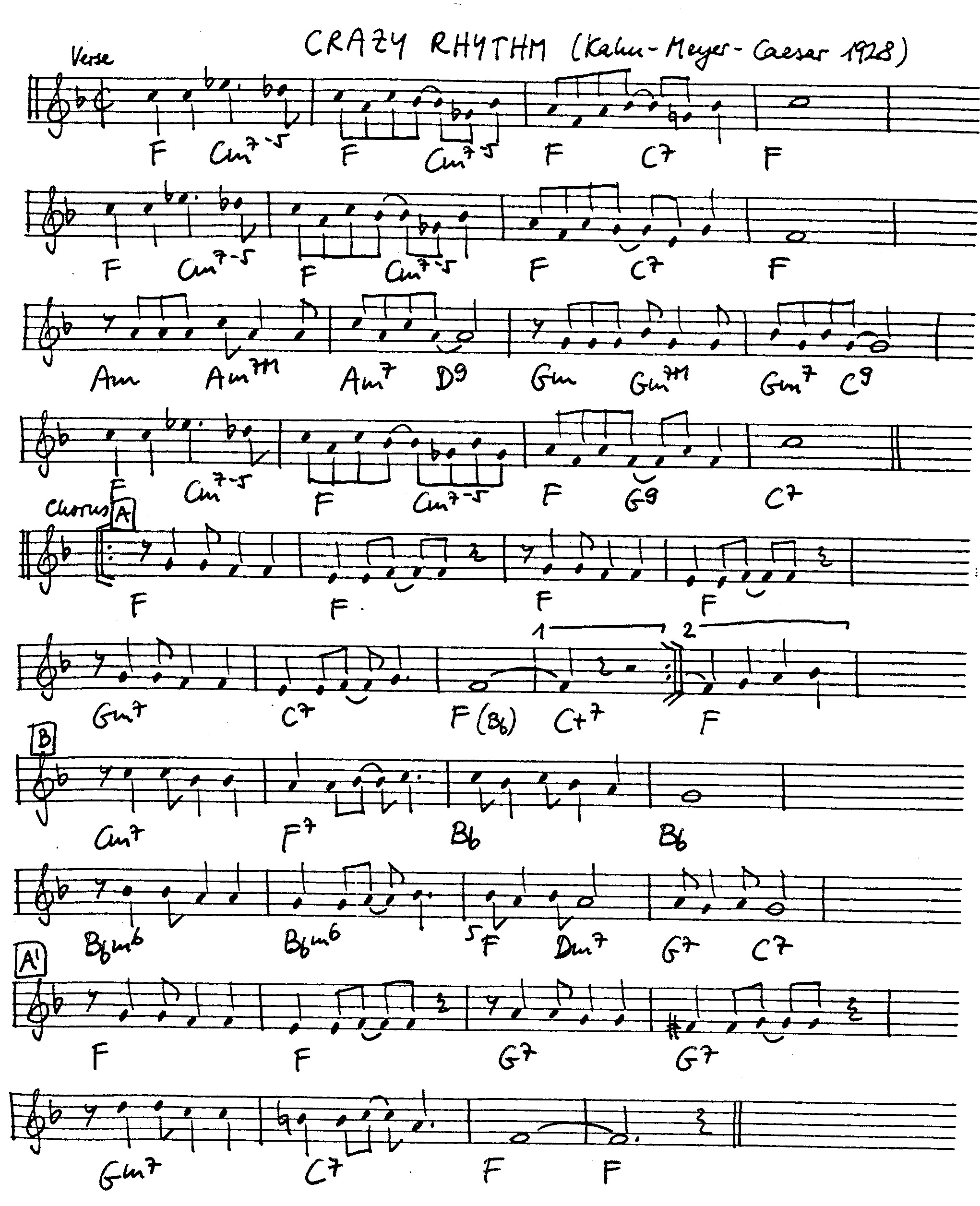 crazy rhythm leadsheet – book us for your next 20s or gatsby event